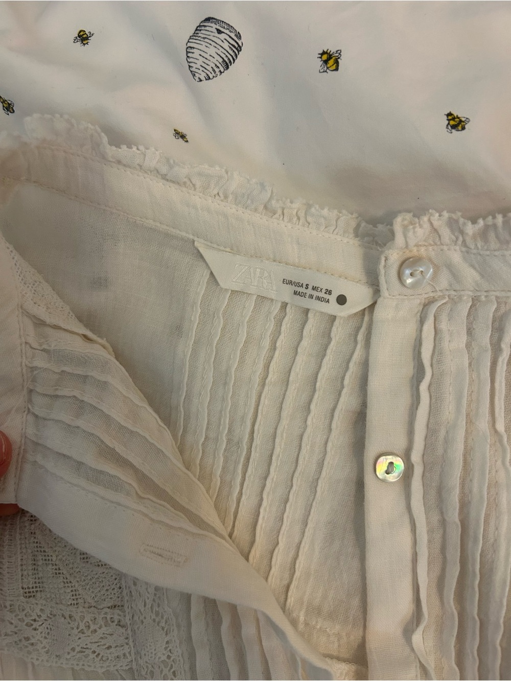 Zara Delicate Lace-Trim Button Front Blouse in Ivory - Picture 7 of 10